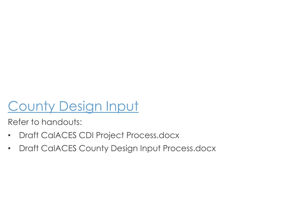 county design input refer to handouts draft