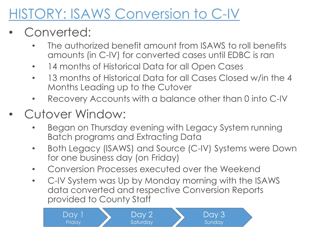 history isaws conversion to c iv converted