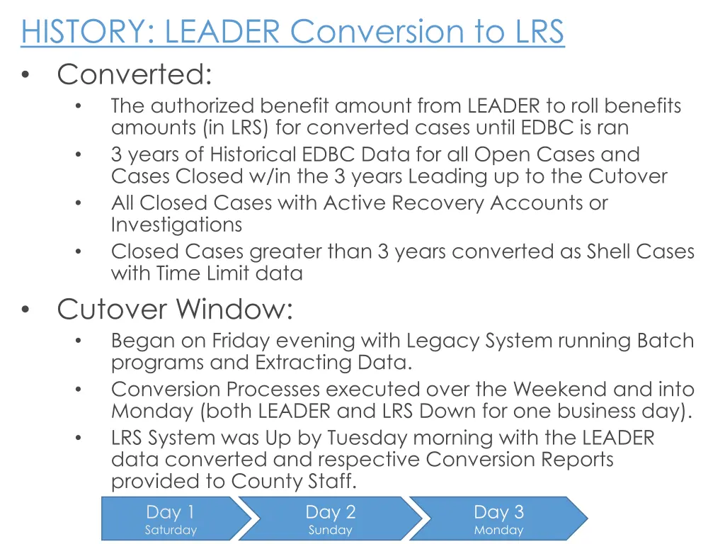 history leader conversion to lrs converted