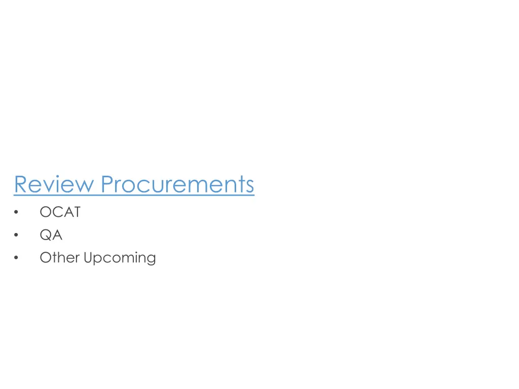 review procurements ocat qa other upcoming