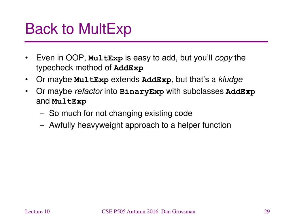 back to multexp