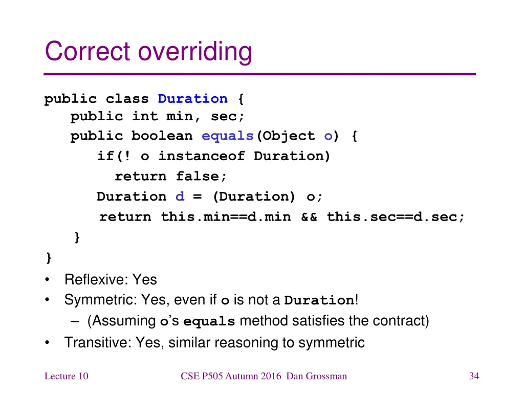 correct overriding