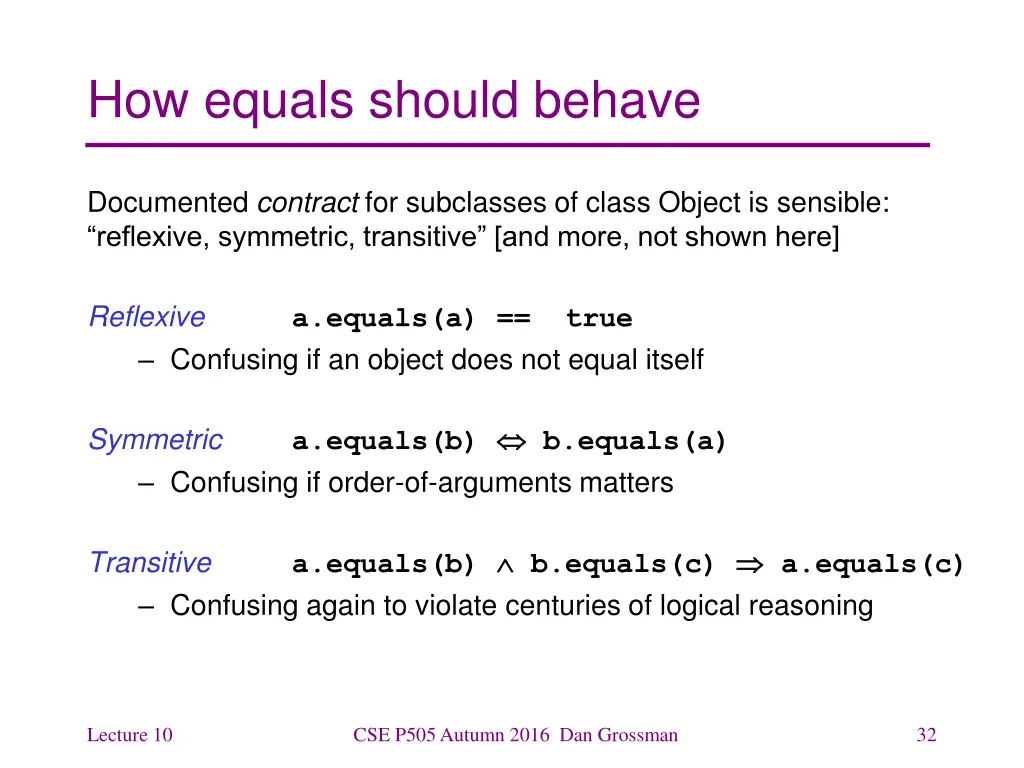 how equals should behave