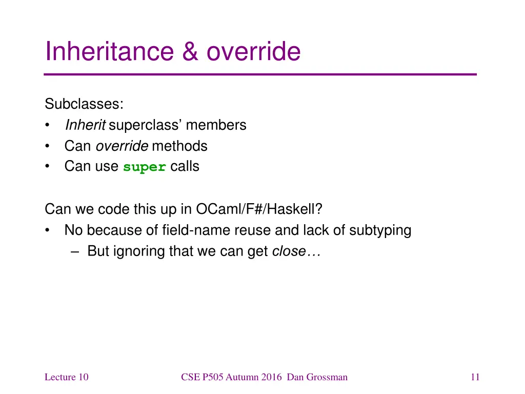 inheritance override