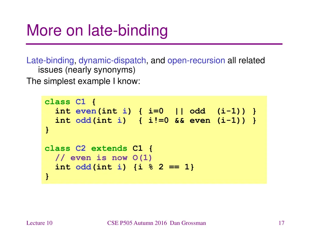 more on late binding 1