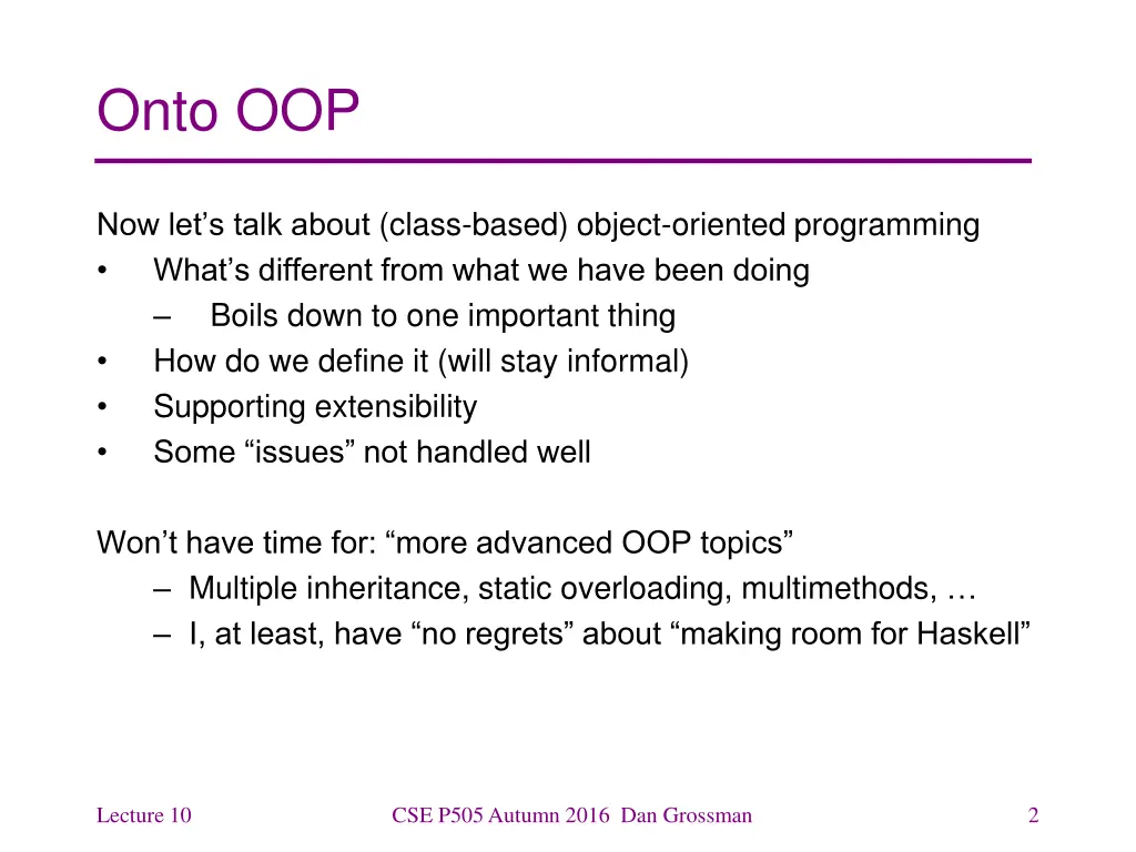 onto oop