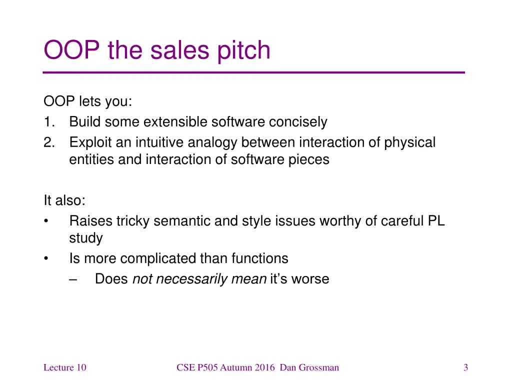 oop the sales pitch