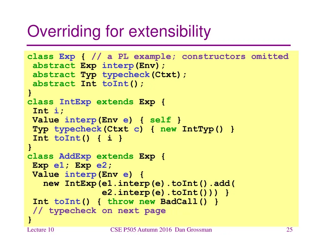 overriding for extensibility