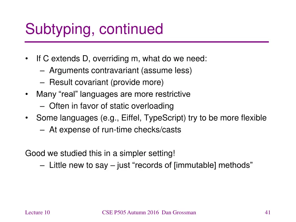 subtyping continued