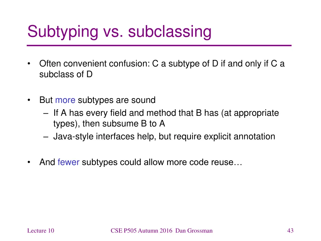 subtyping vs subclassing