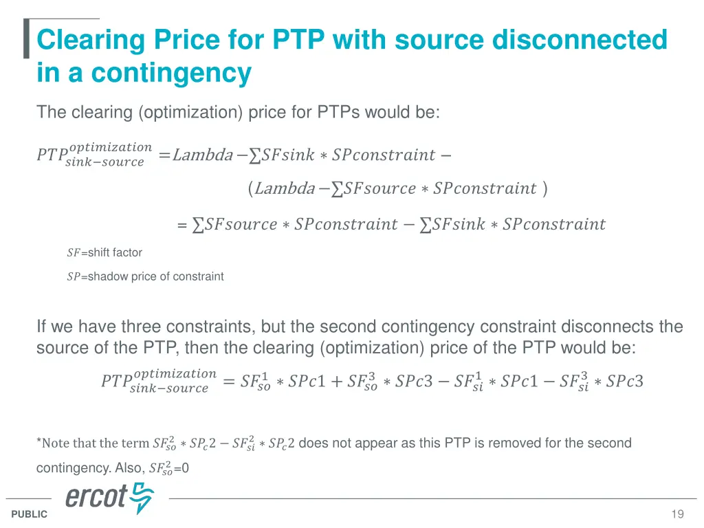 clearing price for ptp with source disconnected