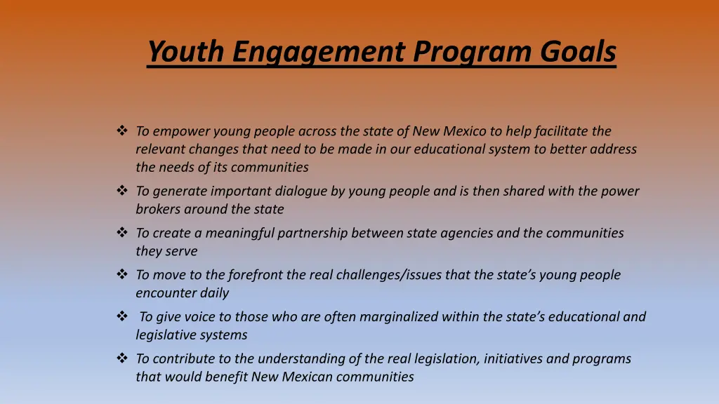 youth engagement program goals