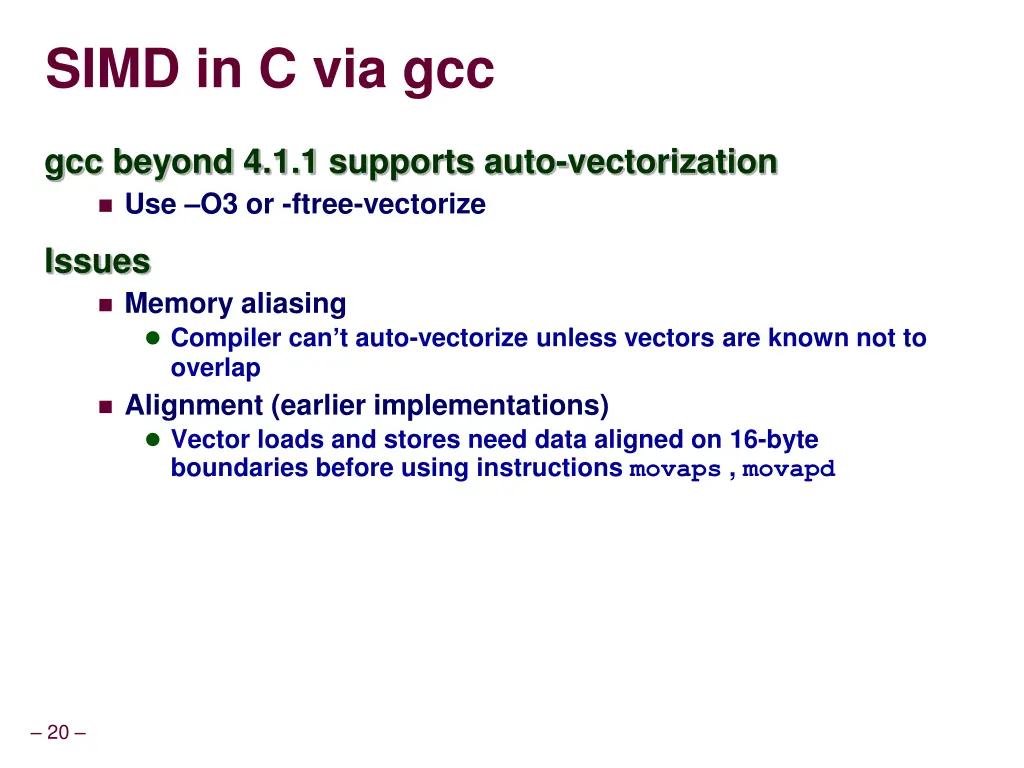 simd in c via gcc