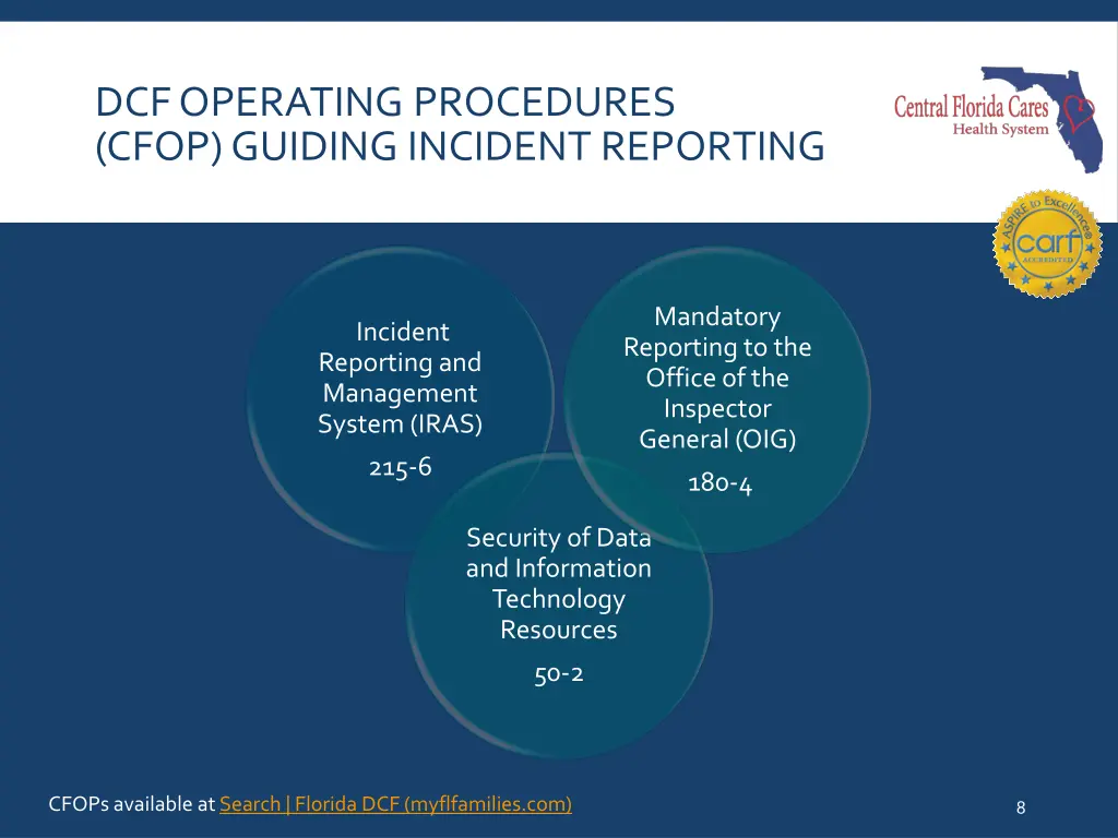 dcf operating procedures cfop guiding incident
