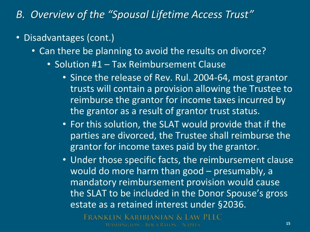 b overview of the spousal lifetime access trust 10