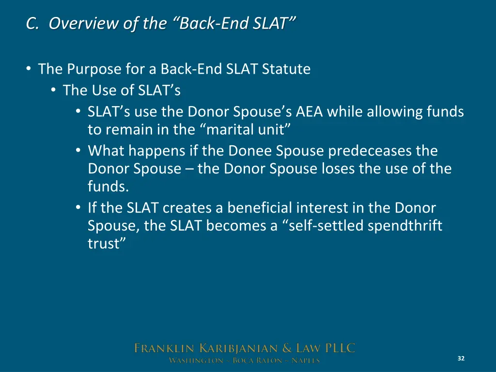 c overview of the back end slat 2