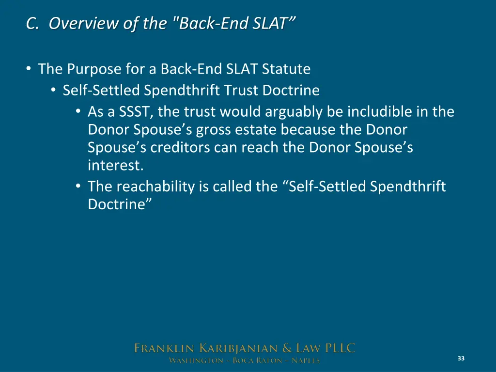 c overview of the back end slat 3