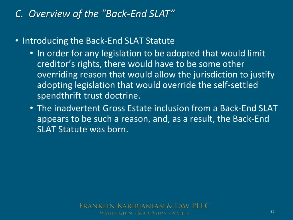 c overview of the back end slat 5