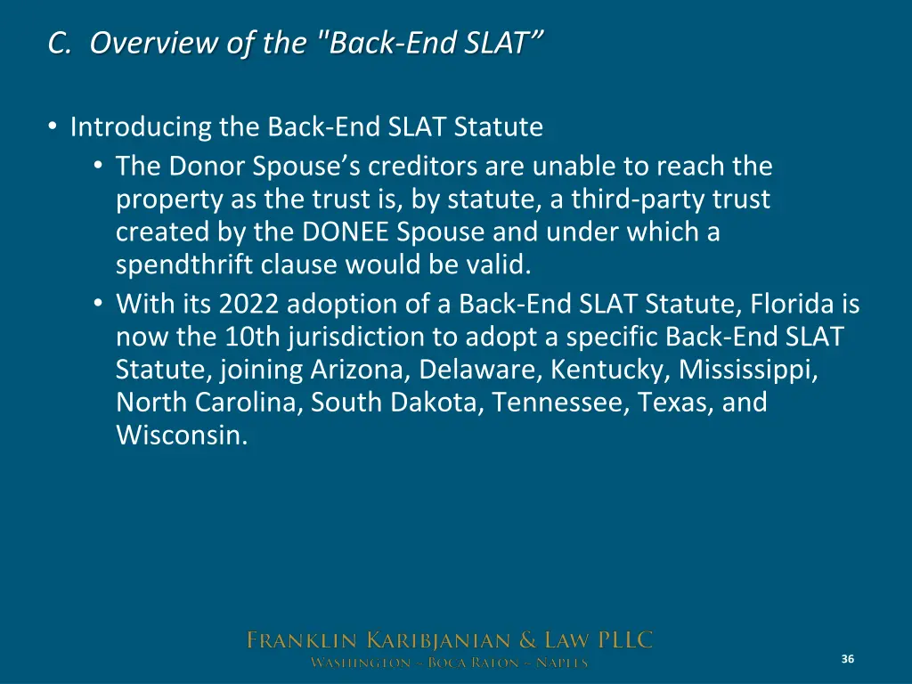 c overview of the back end slat 6