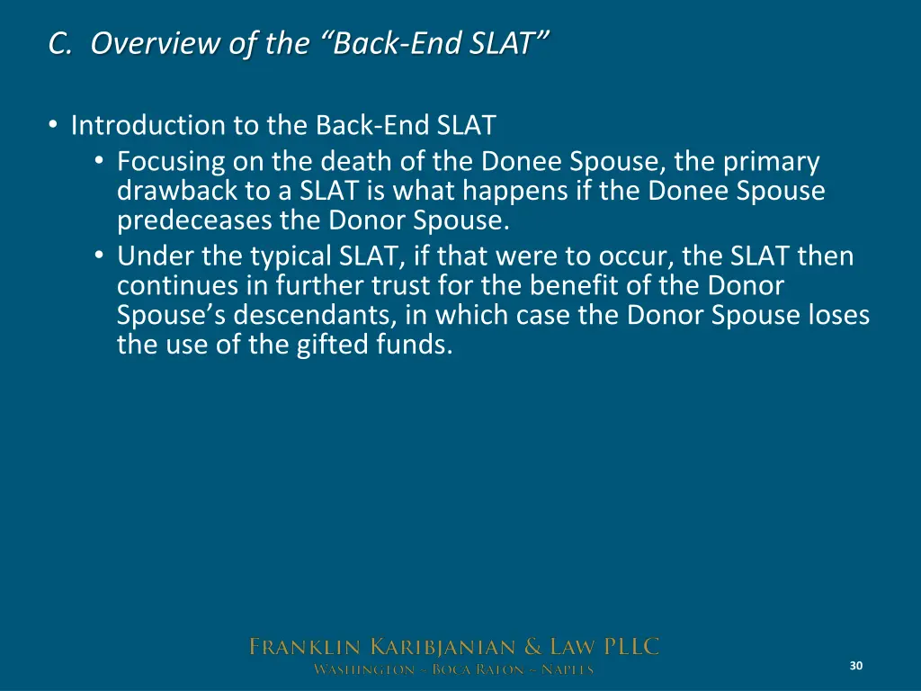c overview of the back end slat