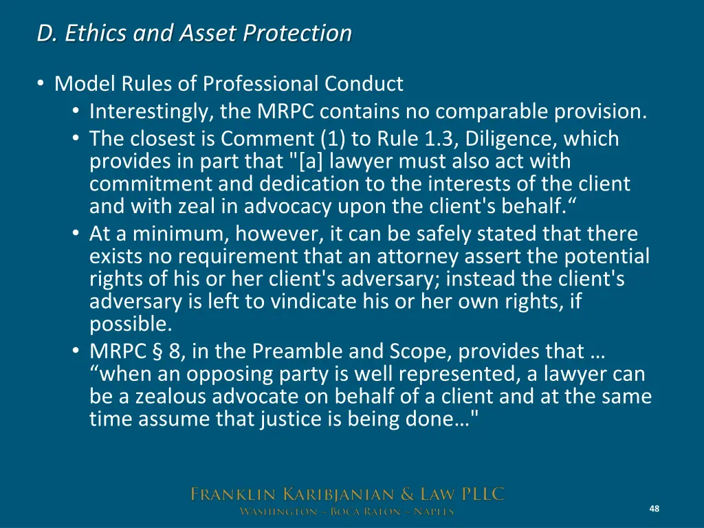 d ethics and asset protection 11