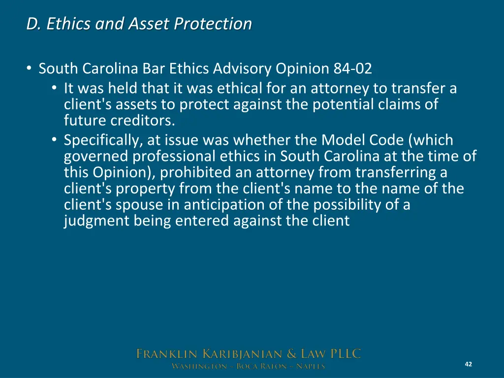 d ethics and asset protection 5