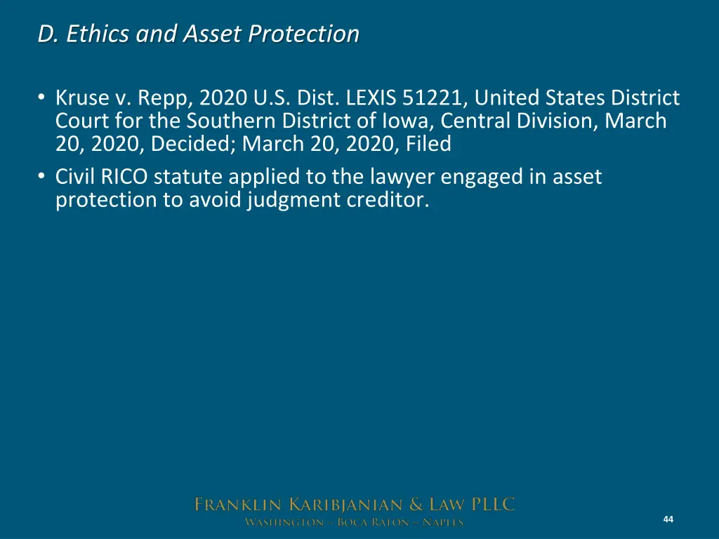 d ethics and asset protection 7