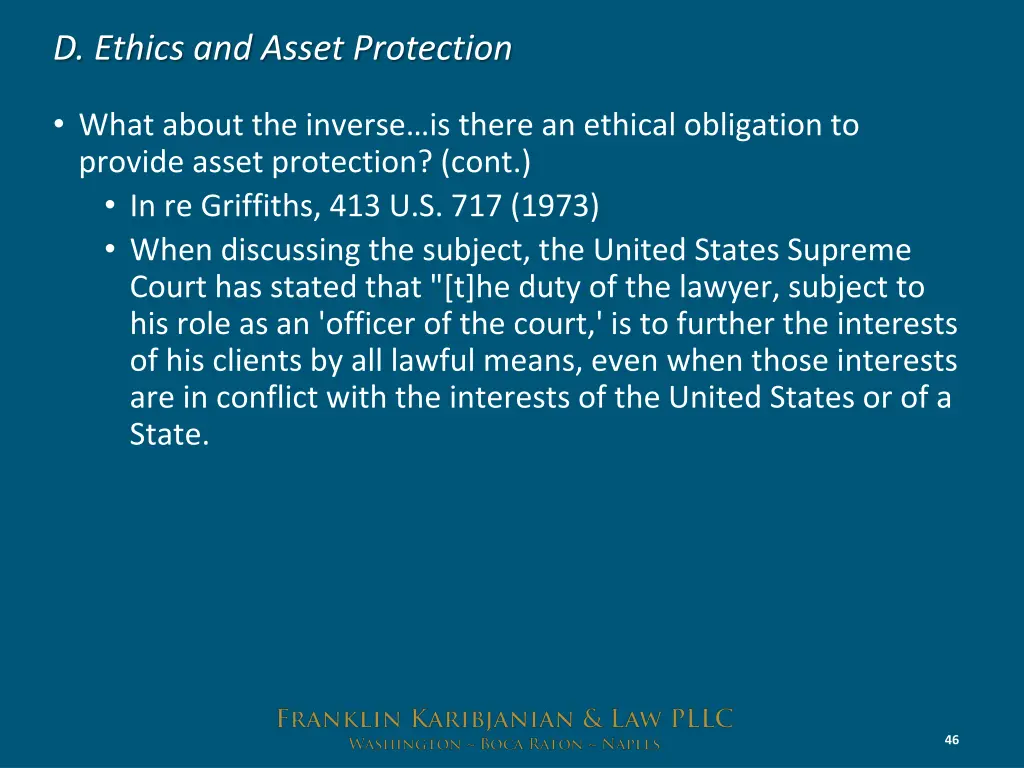 d ethics and asset protection 9