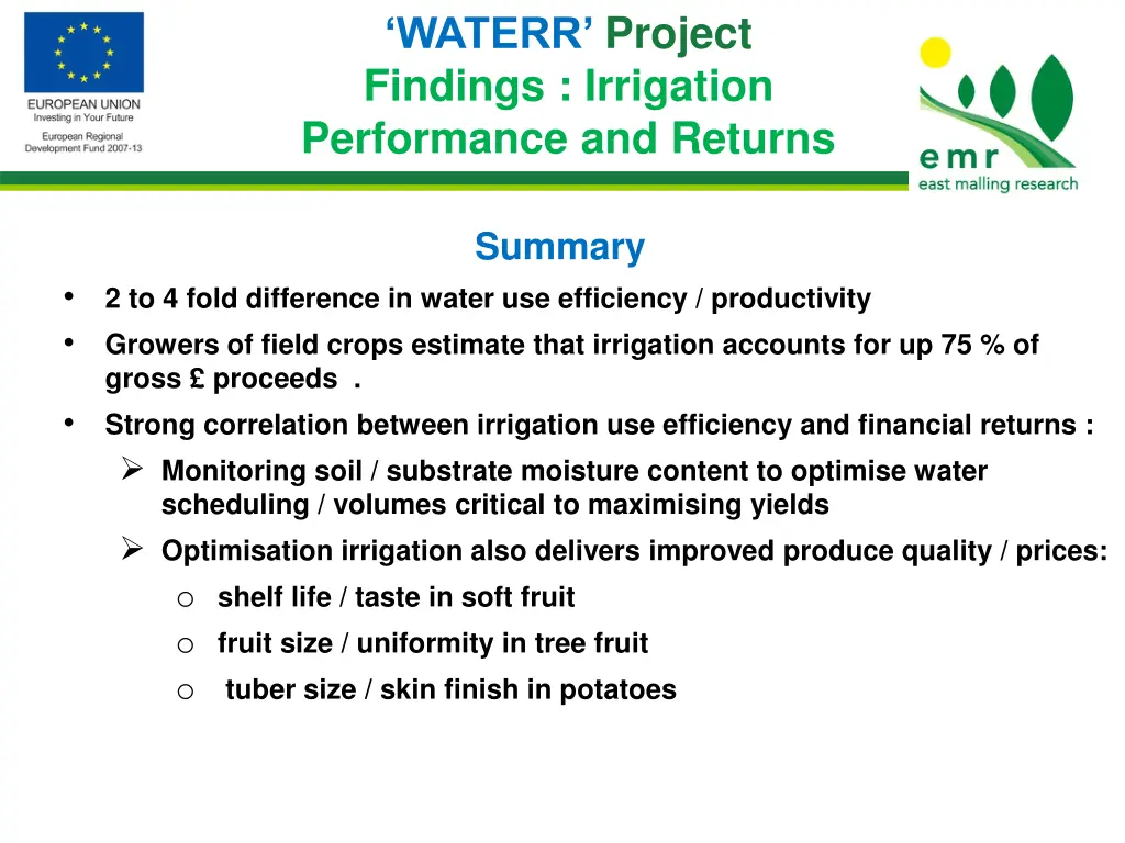 waterr project findings irrigation performance 5