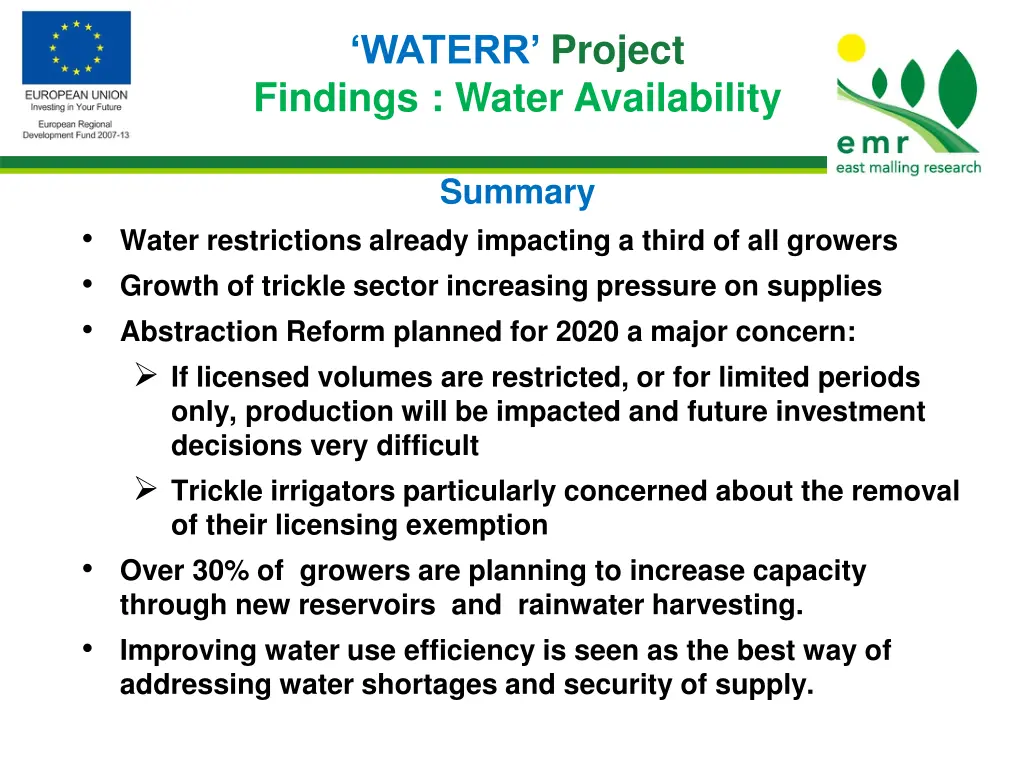waterr project findings water availability 3