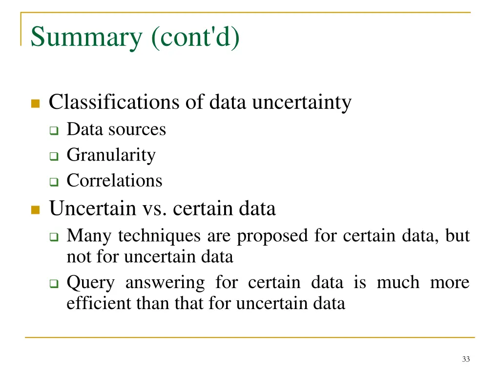 summary cont d