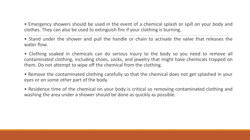 emergency showers should be used in the event