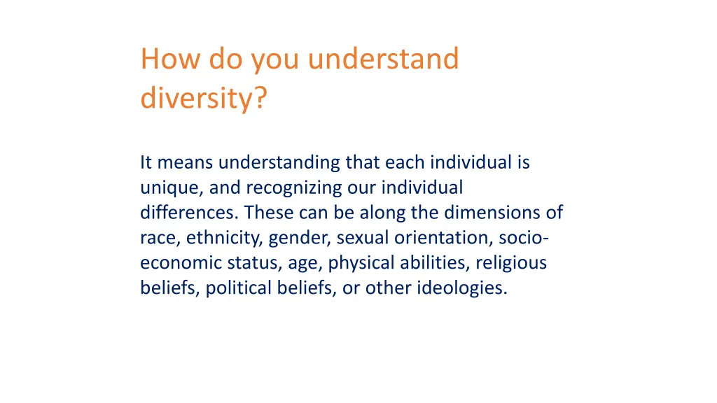 how do you understand diversity