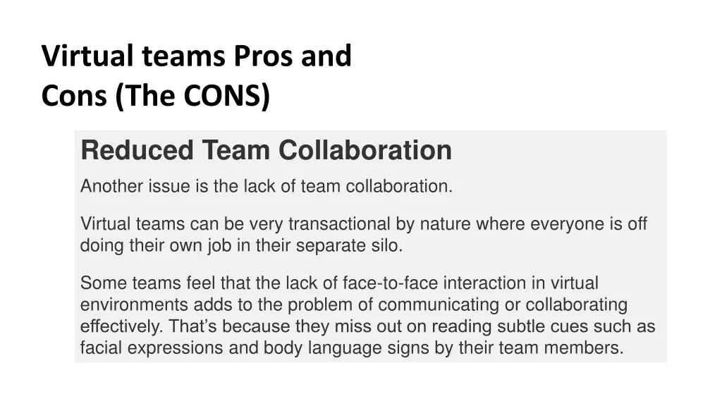 virtual teams pros and cons the cons 1
