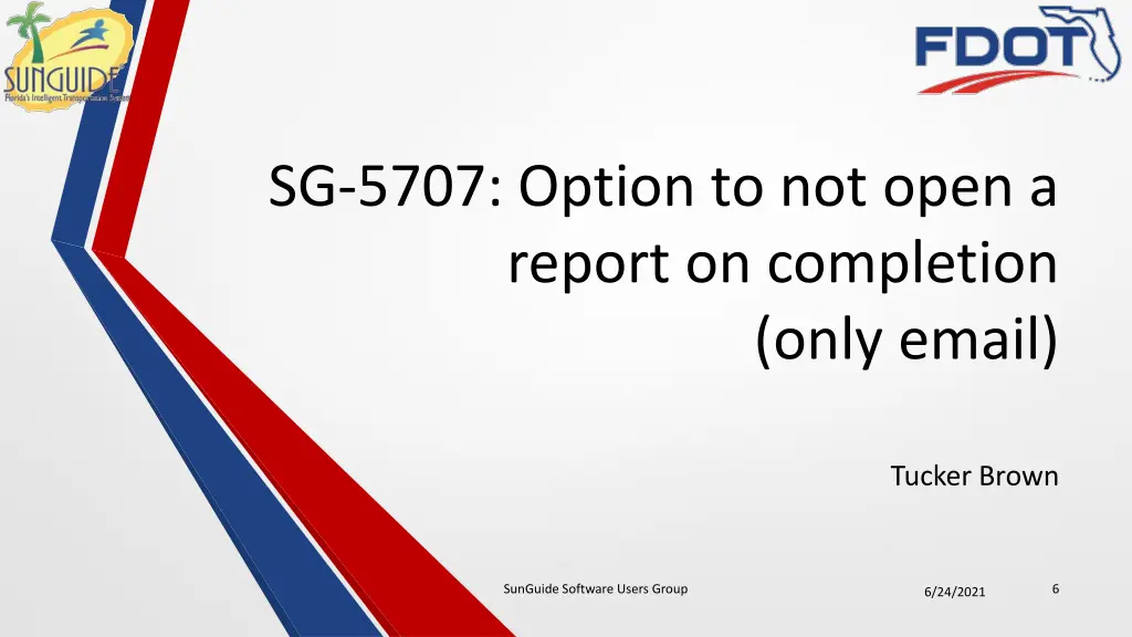 sg 5707 option to not open a report on completion