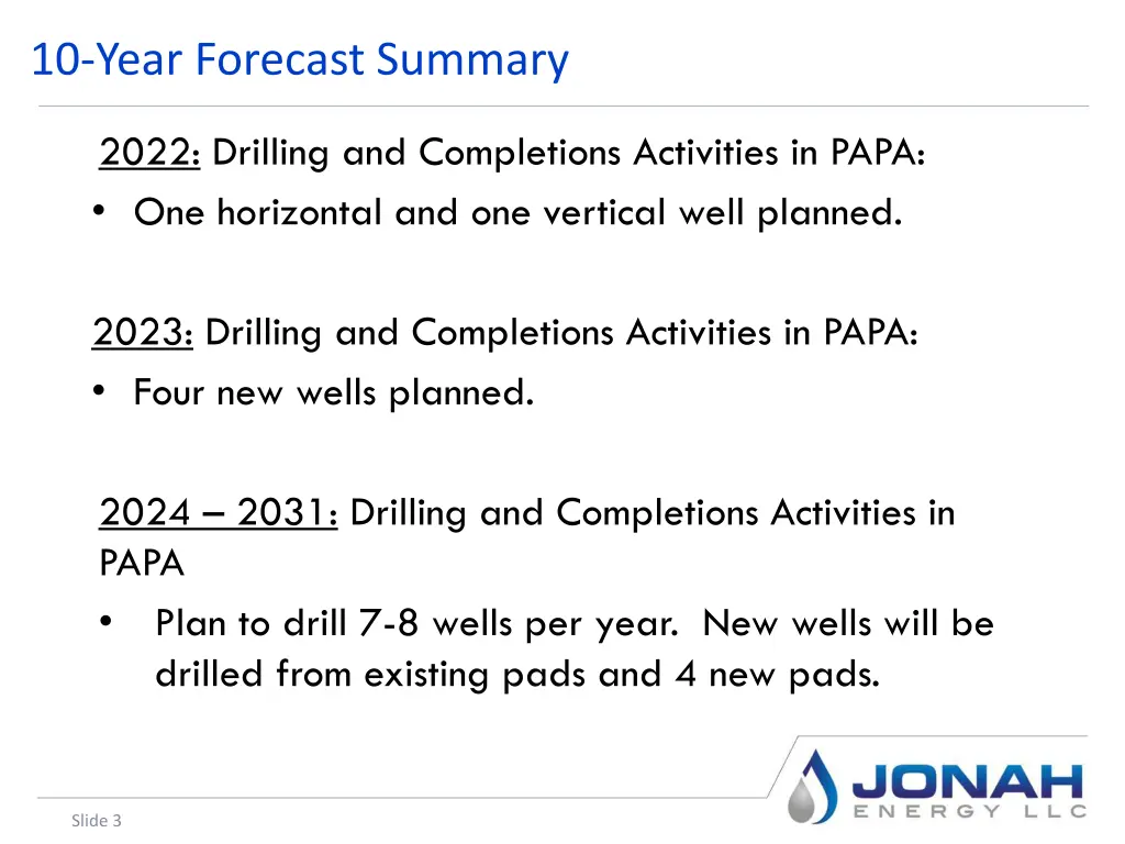 10 year forecast summary