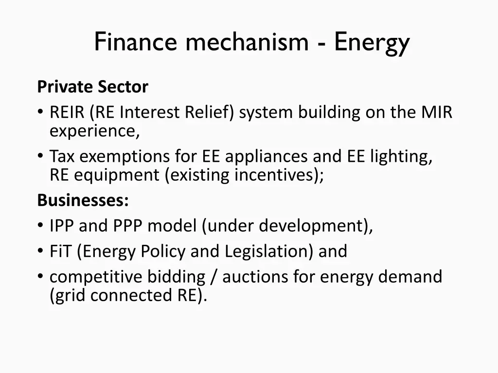 finance mechanism energy
