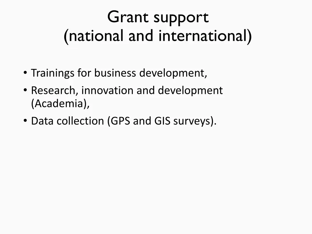 grant support national and international