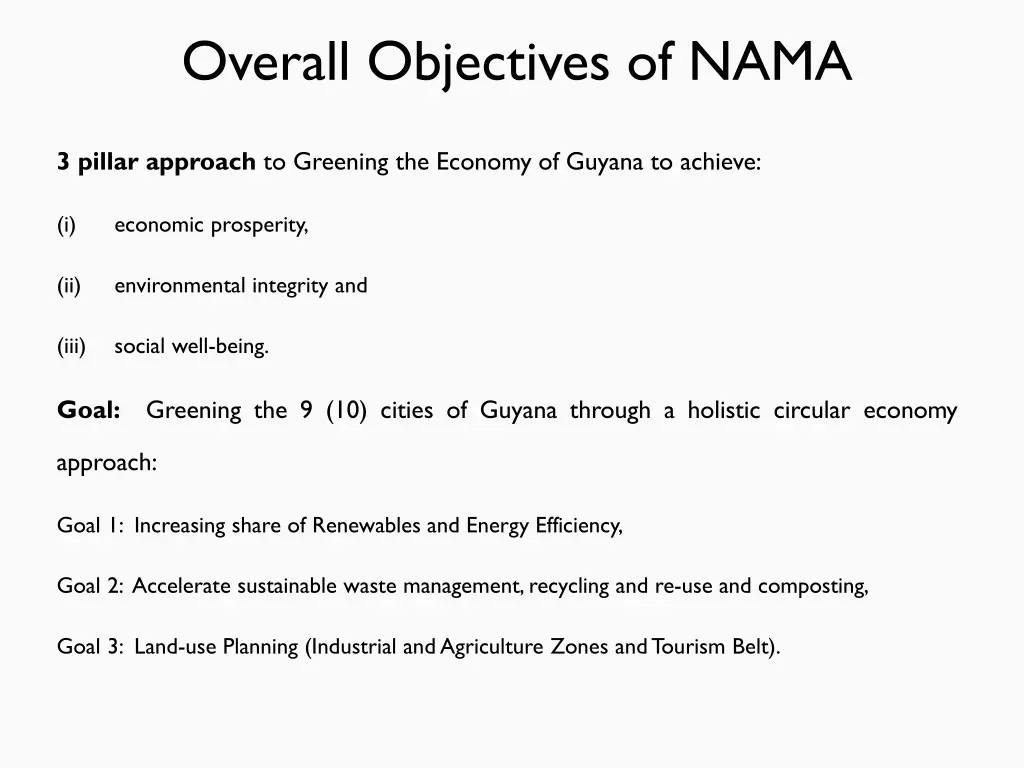 overall objectives of nama