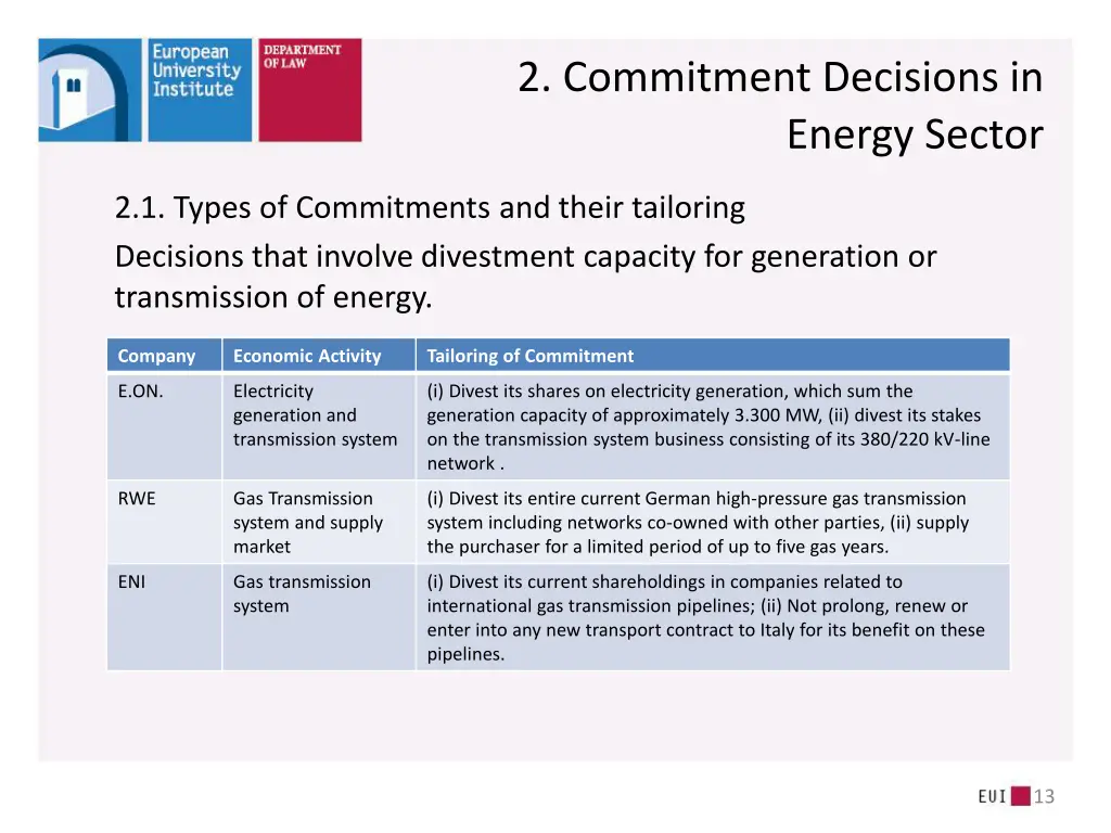 2 commitment decisions in