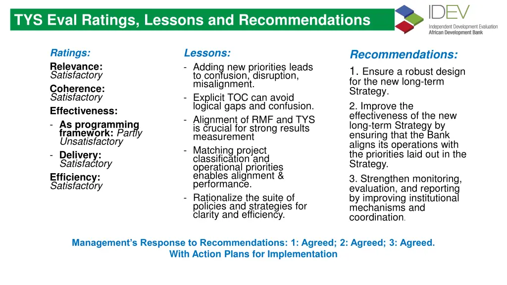tys eval ratings lessons and recommendations