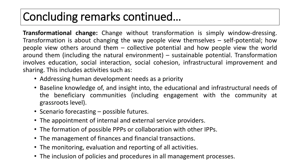 concluding remarks continued concluding remarks