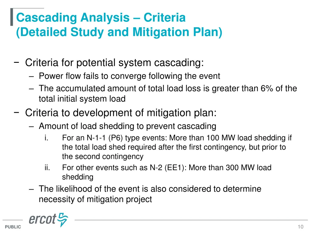 cascading analysis criteria detailed study
