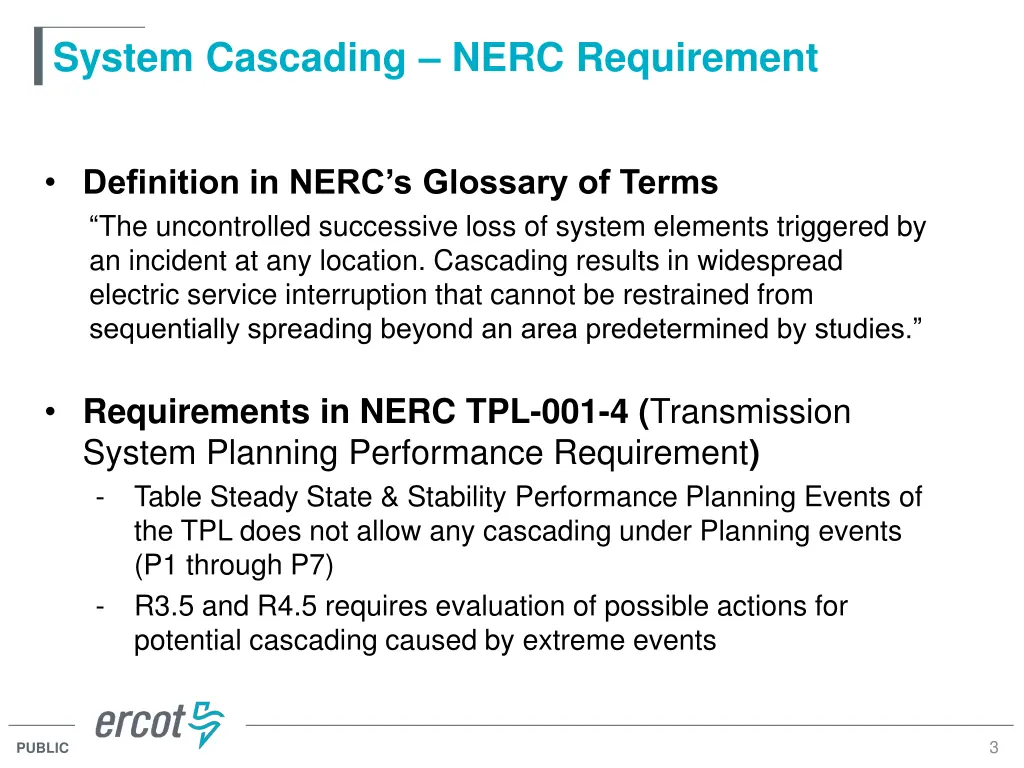 system cascading nerc requirement