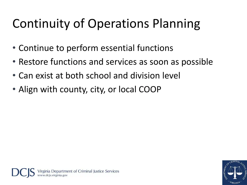 continuity of operations planning