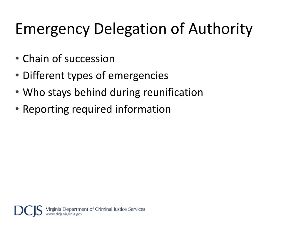 emergency delegation of authority