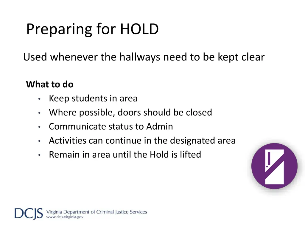 preparing for hold