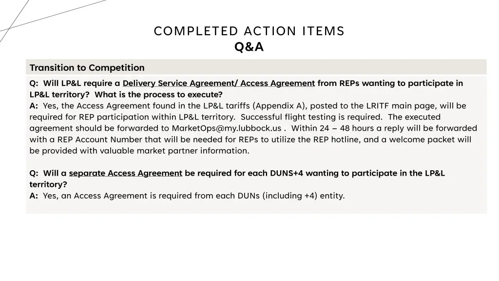 completed action items q a