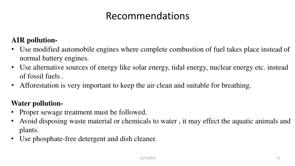 recommendations 1