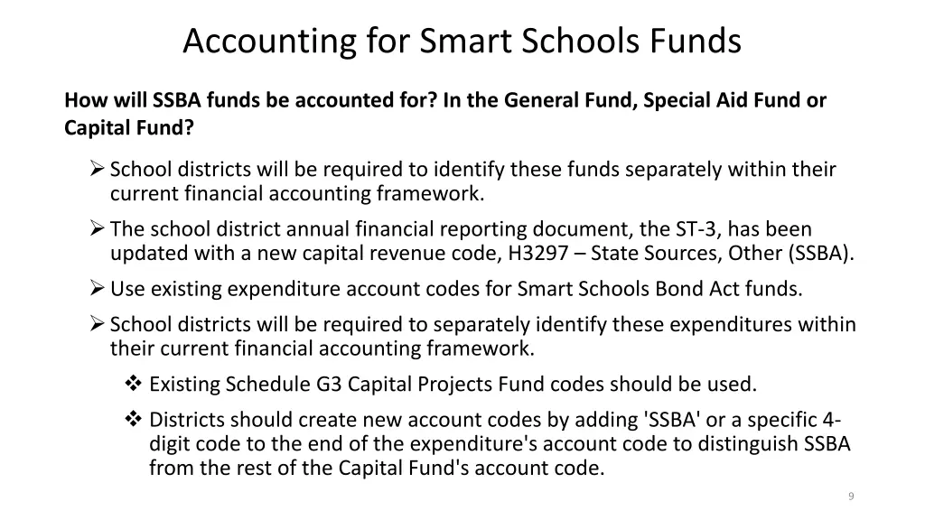 accounting for smart schools funds
